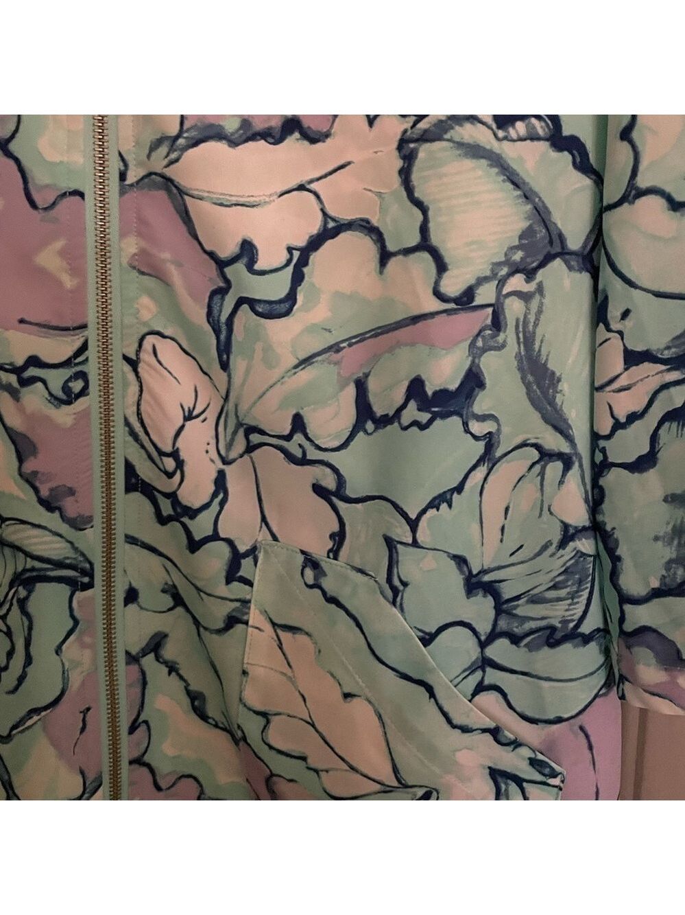 Chico’s Watercolour Ella Zip Jacket Medium - Picture 2 of 4
